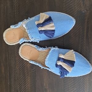 NEW Castaner 1927 Rocio Mule Azulon Blue Espadrille Tassel Slip-On Shoes
